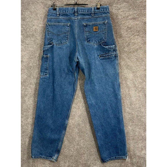 *Carhartt Jeans Mens 36X34 Blue Carpenter Actual 34X33 Relaxed Fit Straight Leg - Picture 4 of 10